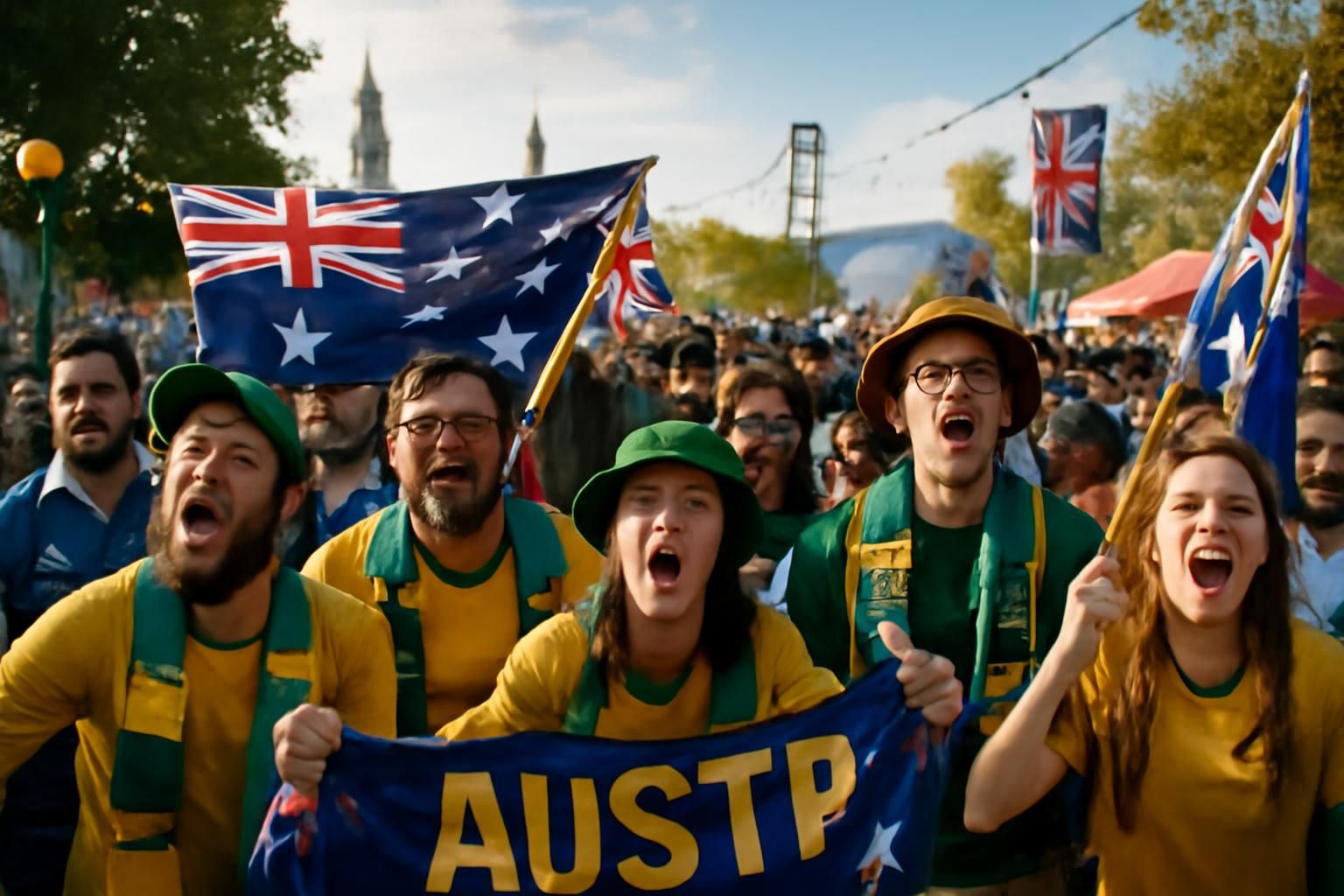 during world cup festivities in the bay area, australian fans introduced a catchy anti-donald trump chant, sparking lively reactions and adding to the event's energetic atmosphere.